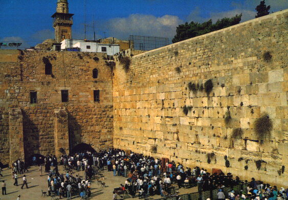 Western (wailing) Wall in Jerusalem.    Click to go back.